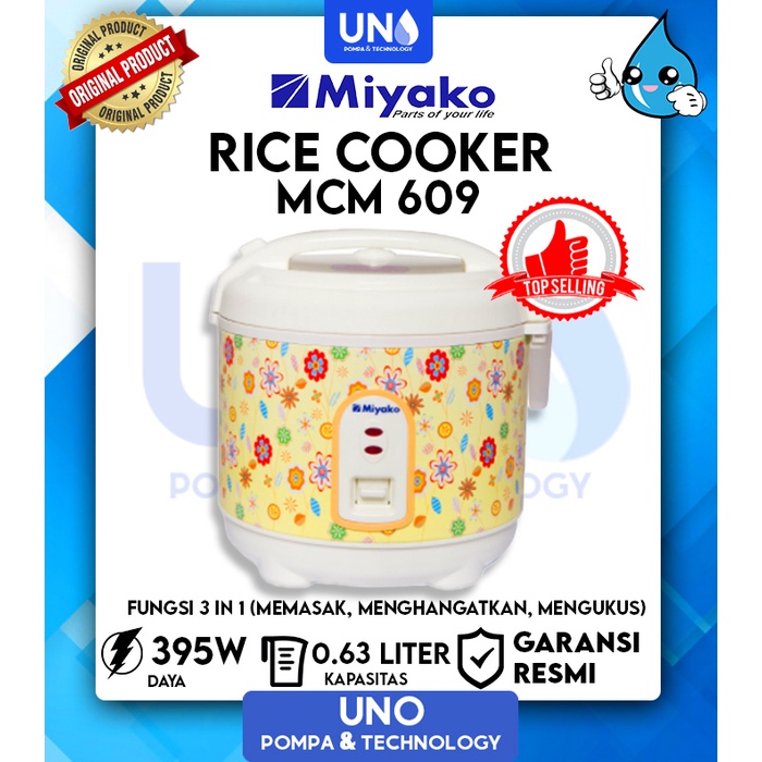 Miyako Magic Com Rice Cooker Penanak Nasi 0.63 Liter MCM-609 / MCM609 / MCM 609