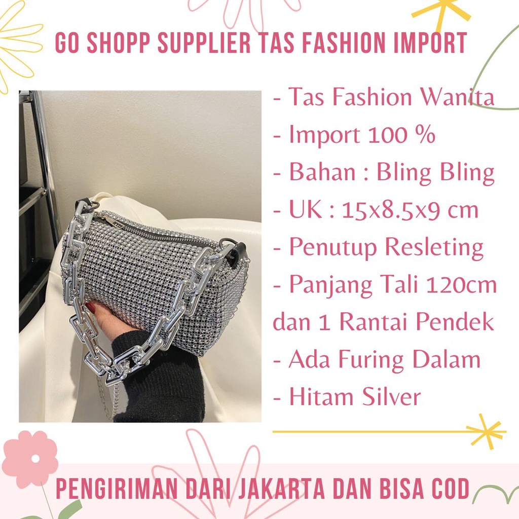 Tas Selempang Wanita Mini Bling Bling Import - Tas Bahu Slempang Wanita Fashion Korea - Tas Pesta Wanita Terbaru Import Kekinian - Tas Korean Style [TB06]