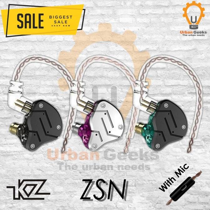 BOLEH DROPSHIP Knowledge Zenith KZ ZSN 1DD+1BA Hybrid HIFI In Ear Earphone With Mic