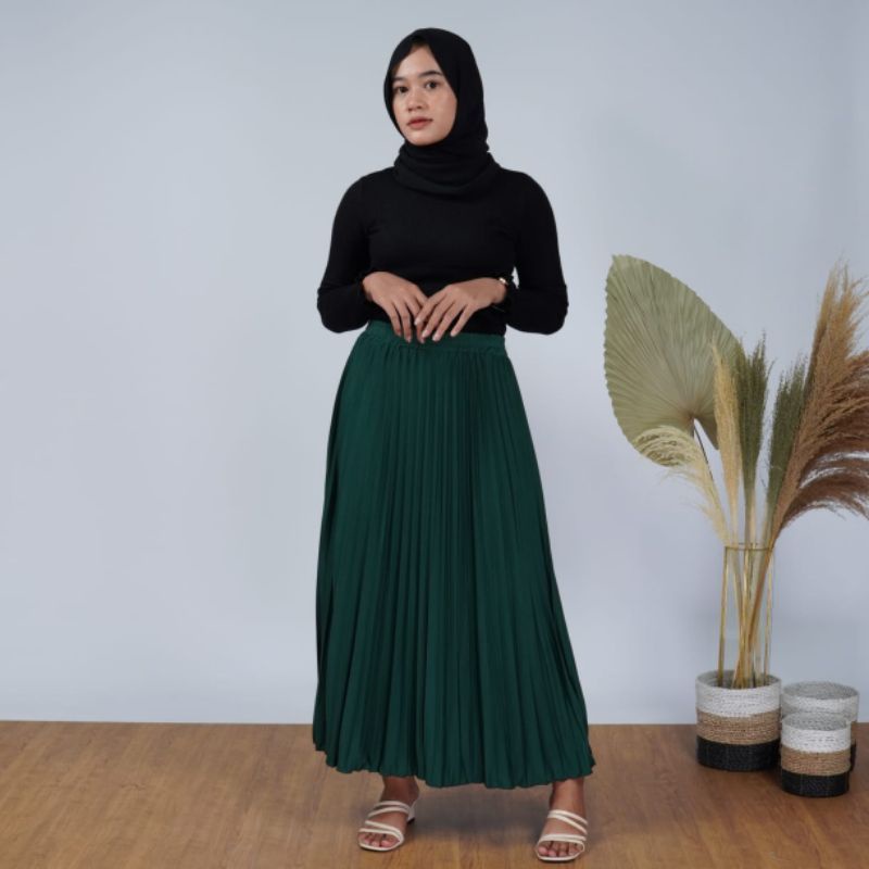 Aulia - Rok Plisket Bludru Panjang Import//Rok Plisket Bludru Premium