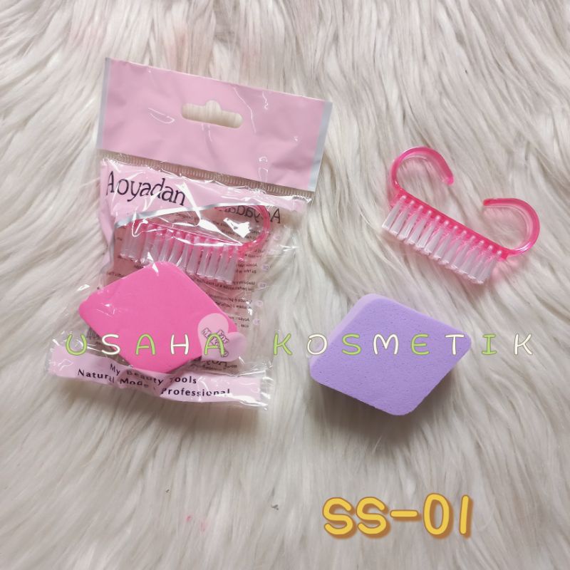 PROMO!! SPON BEDAK+SIKAT PEDICURE/ SPON MAKE UP+SIKAT MENICURE TERMURAH SS-01