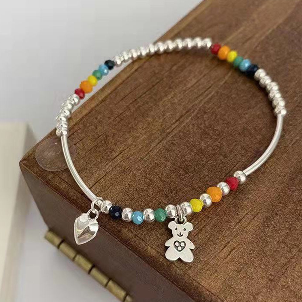 Gelang Persahabatan Desain Beruang Tersenyum Warna Pelangi