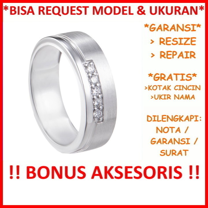 Gratis Tulis Ukir Nama Bisa Pesan Model Garansi Silver Asli Cincin Kawin Perak Pria Tunangan Id404