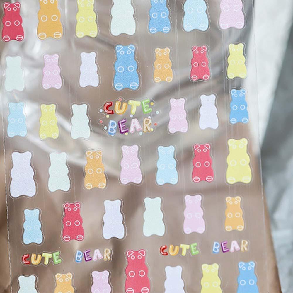 Mxbeauty 5D Grafir Stiker Kuku Lucu Gummy Bear Decal DIY Nail Art Desgin