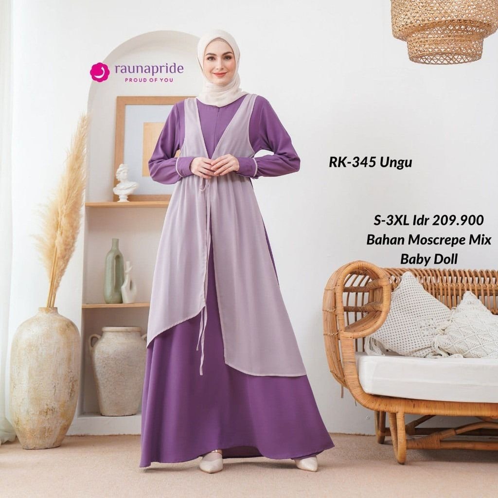 GAMIS TERBARU / GAMIS RAUNA RK 345 UNGU / GAMIS TERBARU 2022 BAJU LEBARAN / GAMIS REMAJA / RAUNA GAM