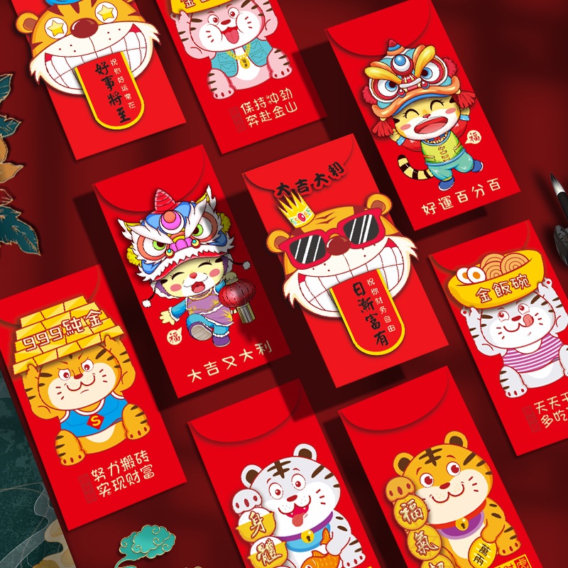 3pcs Amplop Angpao Tahun Baru Cina / Imlek Warna Merah Ukuran 2022