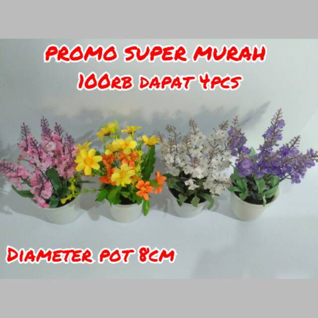Satu set isi 4 Bunga/ bunga artificial/bunga dekorasi/tanaman hias/ bunga mati/bunga palsu/bunga/