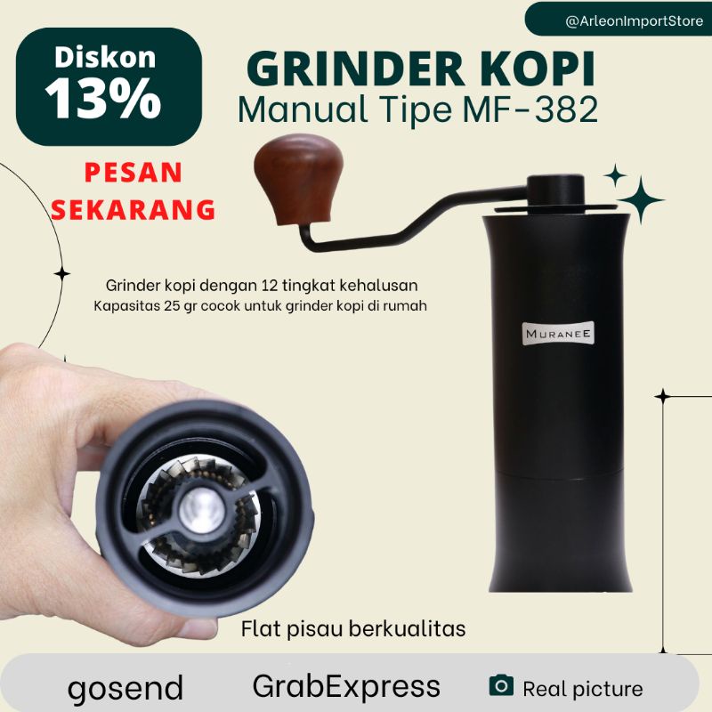 Jual Grinder Kopi Manual Muranee tipe MF382 hand coffee grinder