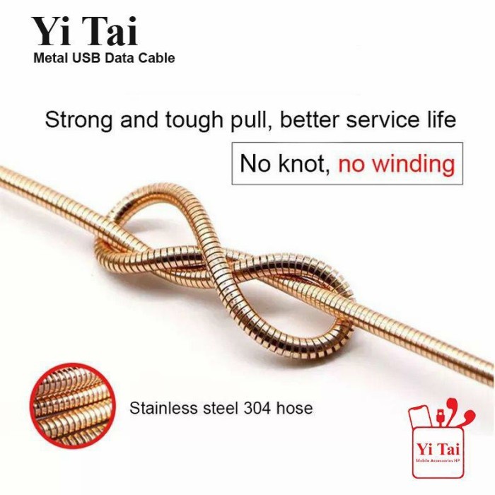 KABEL DATA STAINLESS YI TAI 1M FAST CHARGING MICRO USB TYPE C - SC