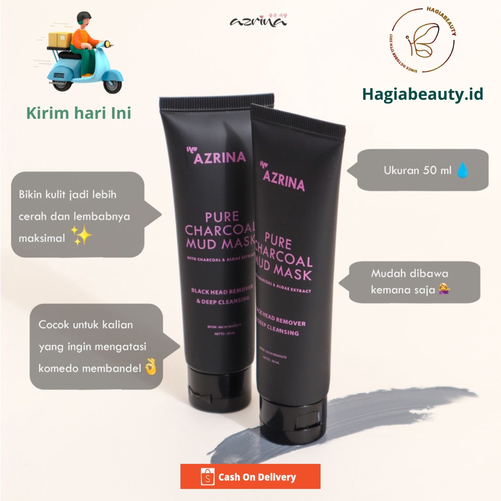 READY STOCK - Azrina Pure charcoal MUD mask - masker azrina