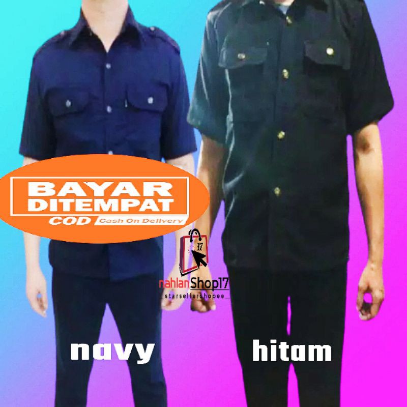 STELAN BAJU SAFARI  XXL XL L M / BAJU SAFARI SATPAM / BAJU SECURITY SAFARI / SERAGAM SECURITY