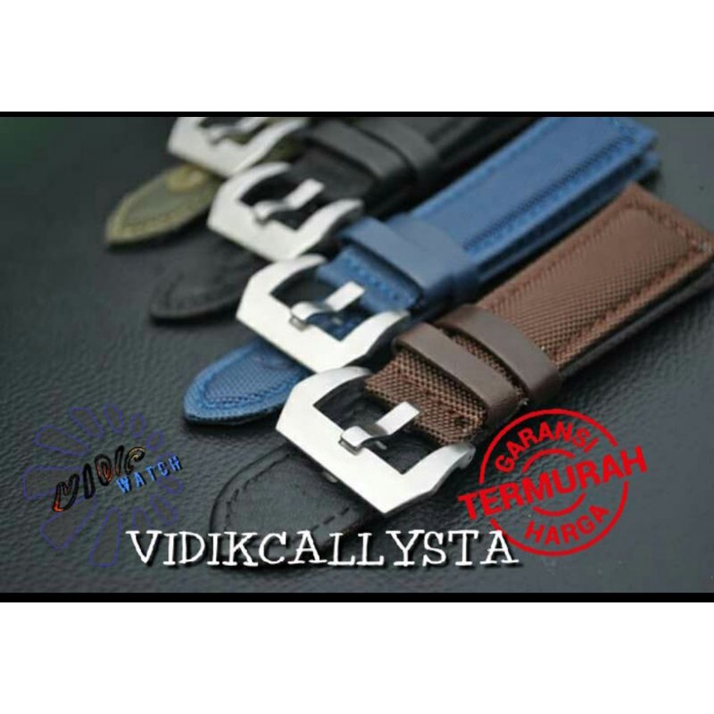 TALI JAM STRAP KANVAS CANVAS KOMBINASI KULIT 22 24 26 22mm 24mm 26mm Original Oem