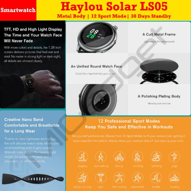 Haylou Solar LS05 LS-05 LS 05 Smartwatch Internasional Version