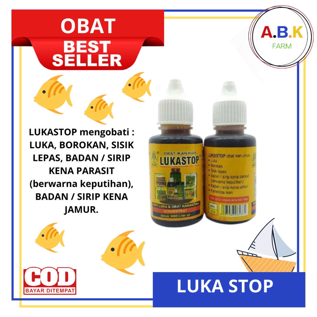 LUKA STOP LUKASTOP 30ml Obat Luka Jamur Cair ikan Hias koi