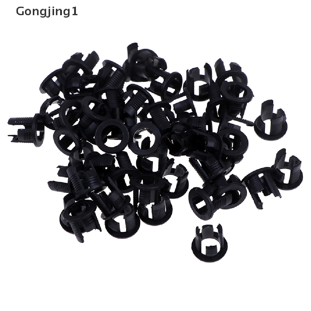 Gongjing1 50Pcs Klip Holder Lampu LED Bahan Plastik Ukuran 3mm / 5mm Warna Hitam