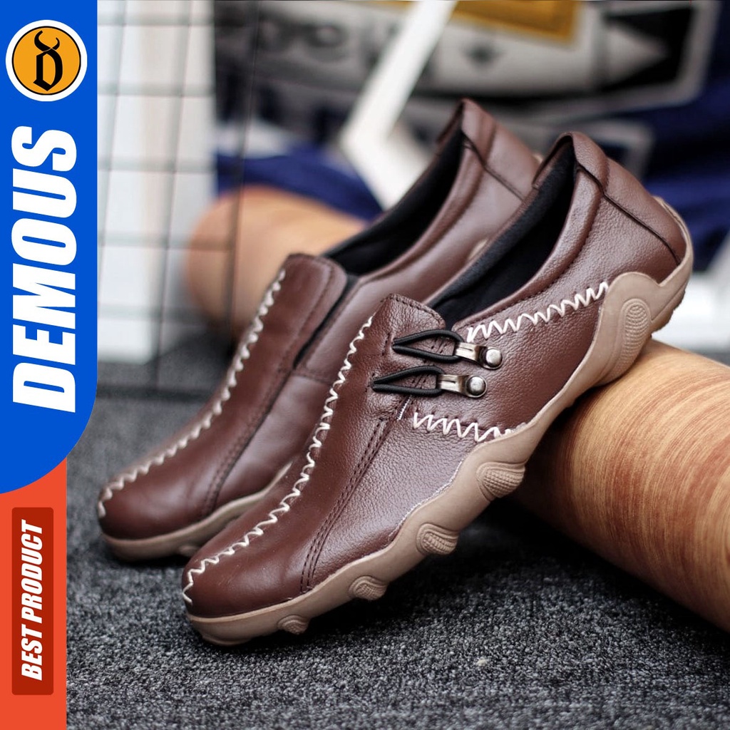 DEMOUS Zigce - Sepatu Formal Pria Pantofel Kulit Asli