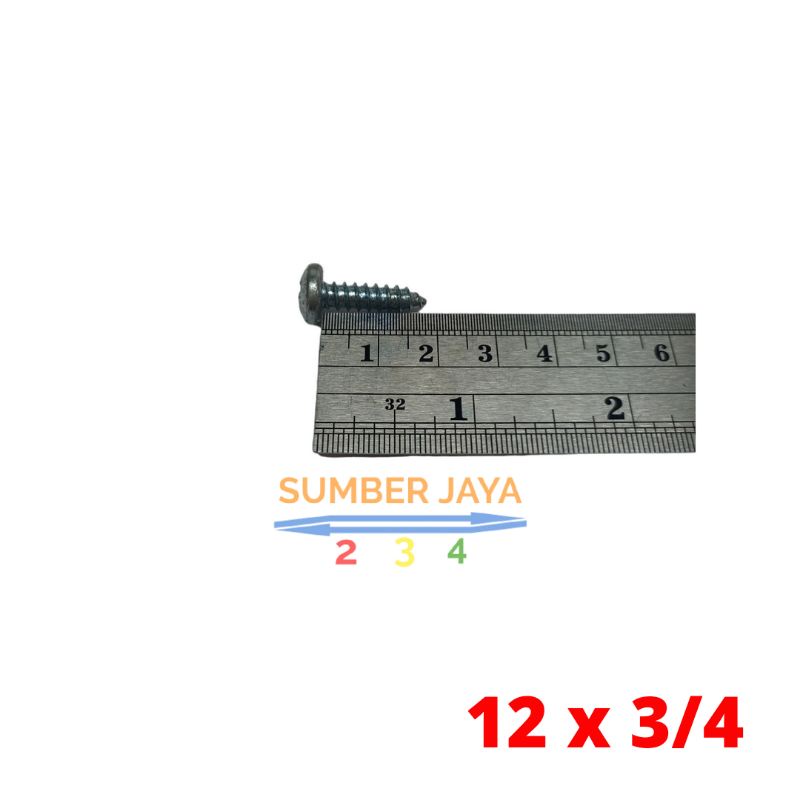 Baut TPJP 12 x 3/4 putih  / Skrup TPJP 12 x 3/4 TERMURAH