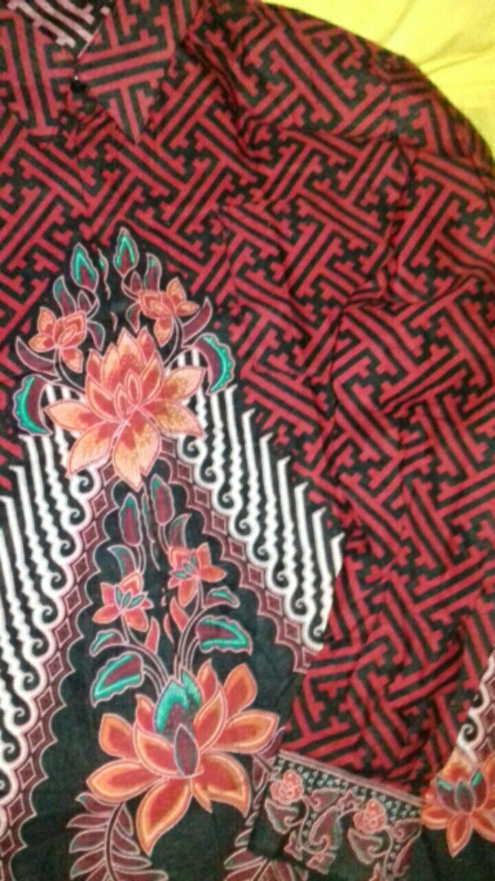 Kemeja Batik Pria Lengan Panjang Batik Merah Size M L Xl Xxl  Bswart Hrb026