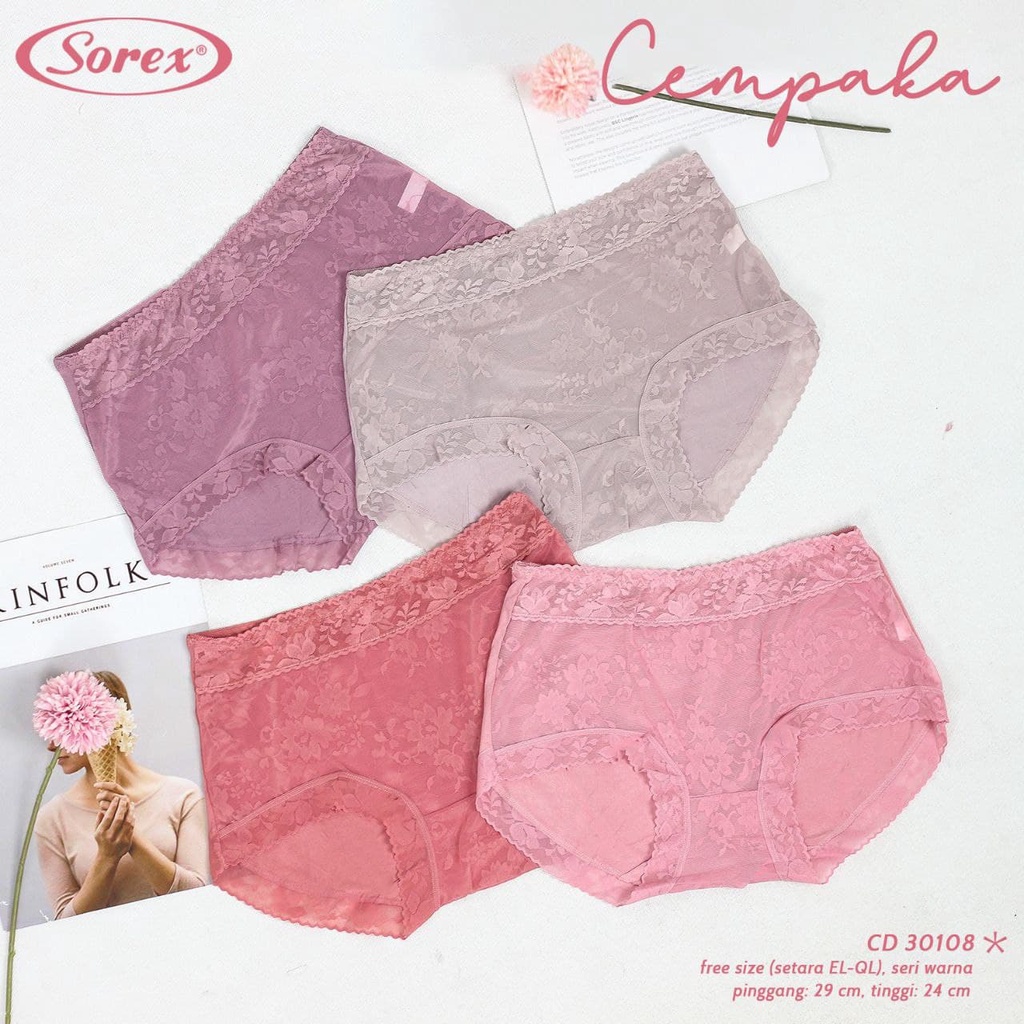 Sorex-Celana Dalam Wanita Sexy Semi Transparan Full Lace/CD Brokat/CD Renda Free Size Secata L - EL