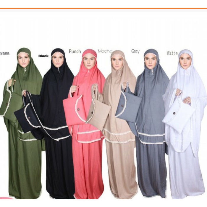 Mukena Katun Rayon Plain Renda Cantik