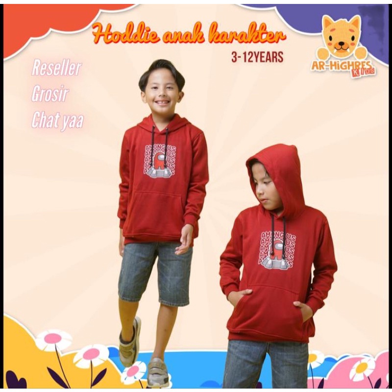 Hoodie Anak Laki-laki / Perempuan A.us ArhighresKids Kualitas Premium Karakter