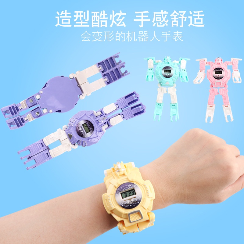 Transformers Robot Jam Tangan Anak - Jam Digital, Mainan Anak Jam