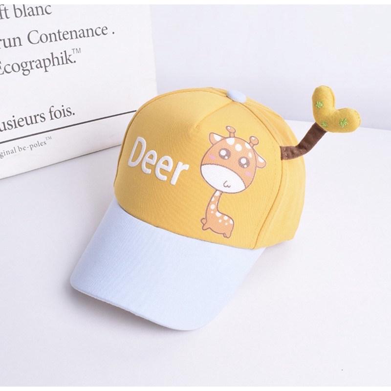 Topi Baseball Anak Bayi Balita Model Deer Giraffe love / Baby Baseball Hat-Kuning