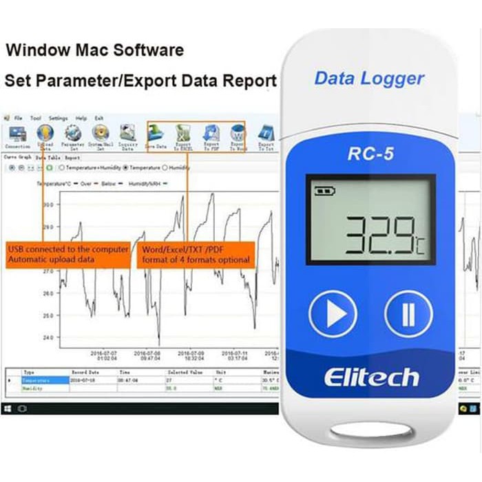 Thermometer Digital Temperature Data Logger to PC RC-5 USB Elitech RC5