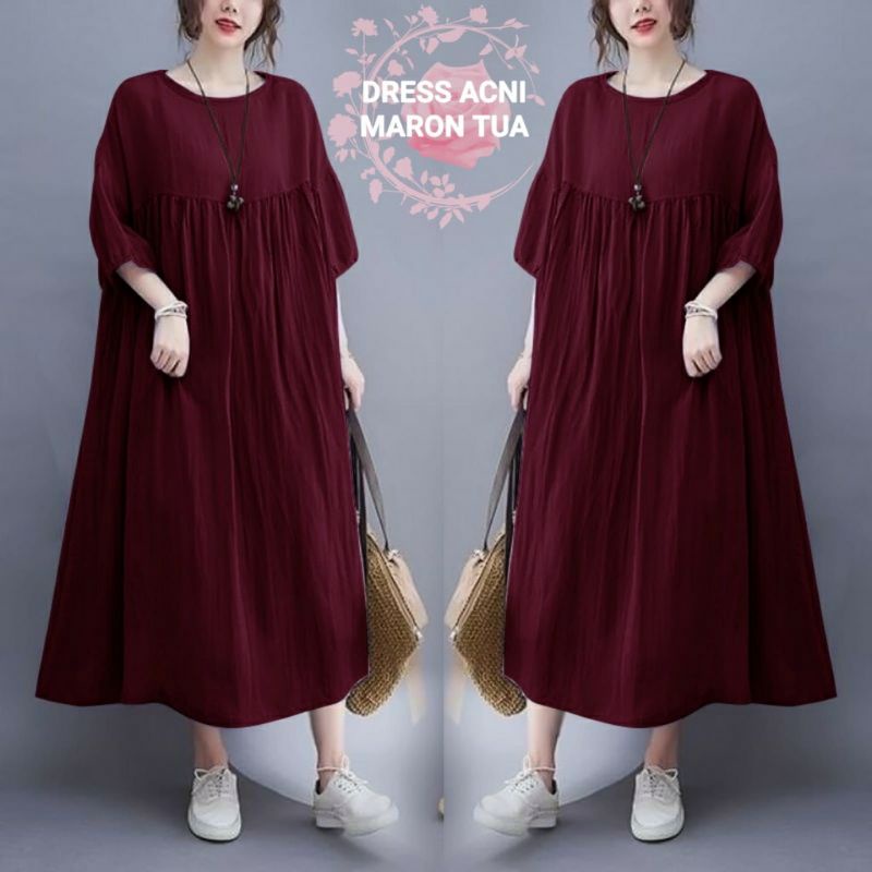 Midi Dress Crinkle Polos Airflow XL Big Size Jumbo LD 120 High Quality Product Coa Deara Grisella Miracle Wilda