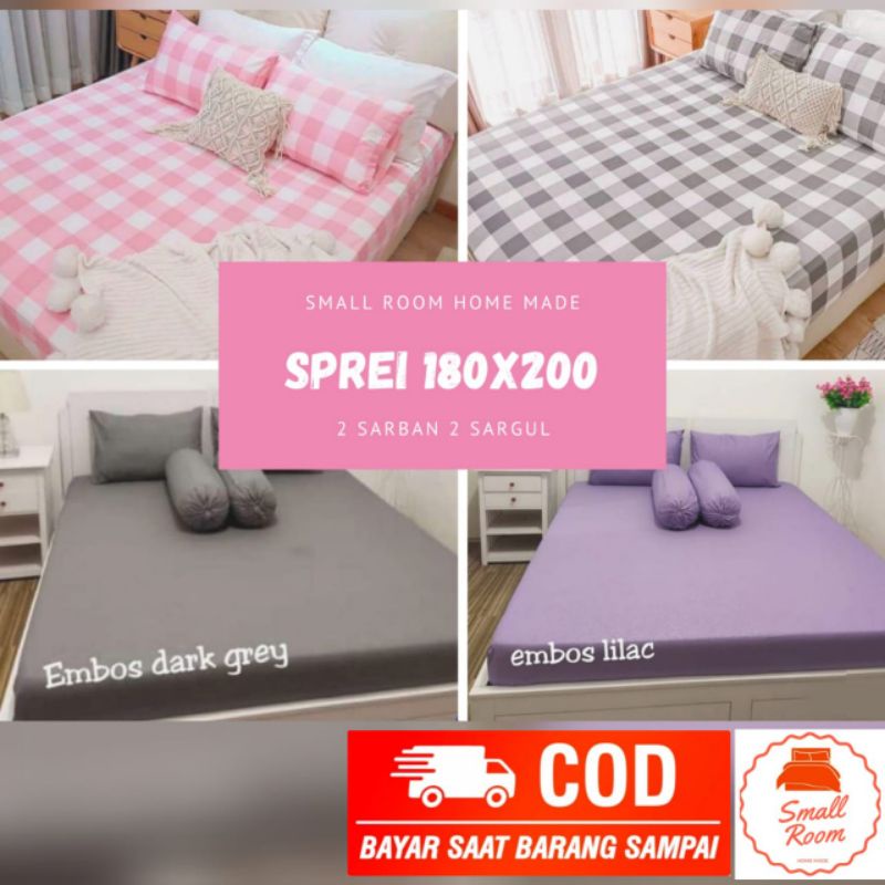SPREI SET 180X200 SEPREI KASUR NOMOR 1 KING BED WARNA POLOS MOTIF TIMBUL EMBOS MARUN PUTIH BIRU NAVI