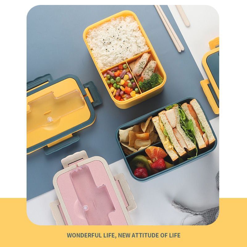 LUNCH BOX SET JERAMI FREE SENDOK SUMPIT / KOTAK MAKAN / TEMPAT BEKAL MAKAN 1000ml FREE PACKING BUBBLE FBL