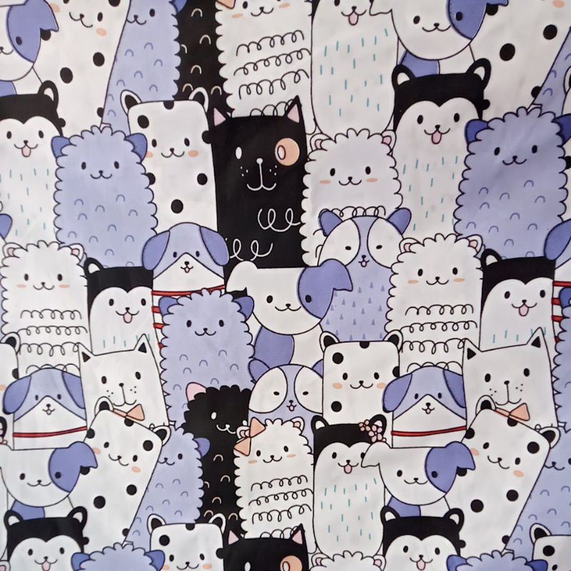 Bahan Kain Sprei Disperse Piyama Motif Tokoh Kartun Anak Lucu Katun Microtex Karakter Meteran Grosir