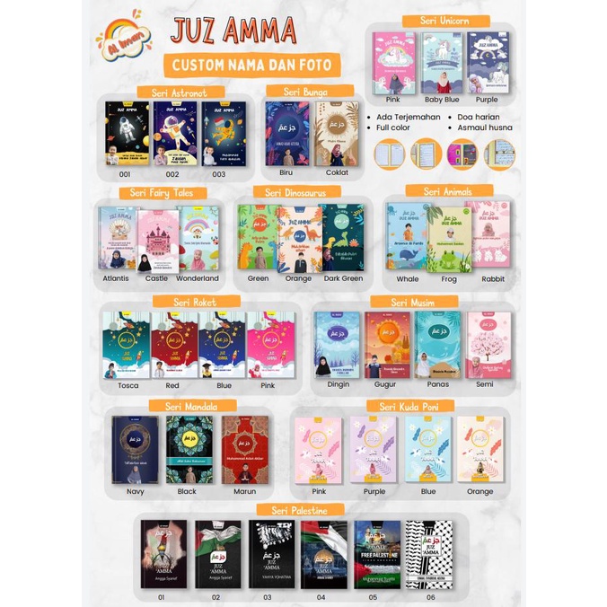 JUZ AMMA AL IMAN, CUSTOM NAMA,CUSTOM FOTO, PILIH WARNA, PILIH VARIAN, JUZ AMMA CUSTOM, JUZ AMMA UKUR