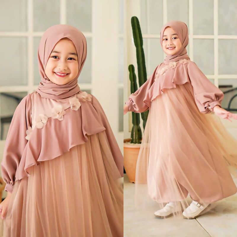 SYARI REVALINA BUNGA, MOSCREPE TILE, GAMIS HIJAB MUSLIM, MAXY DRESS