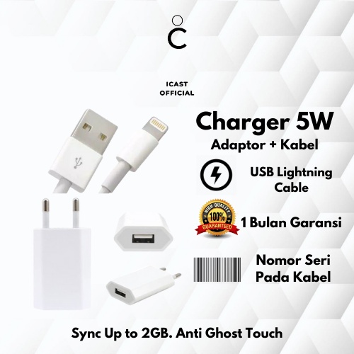 Charger USB Power Adaptor 5W + Kabel USB Adaptor USB by iCast
