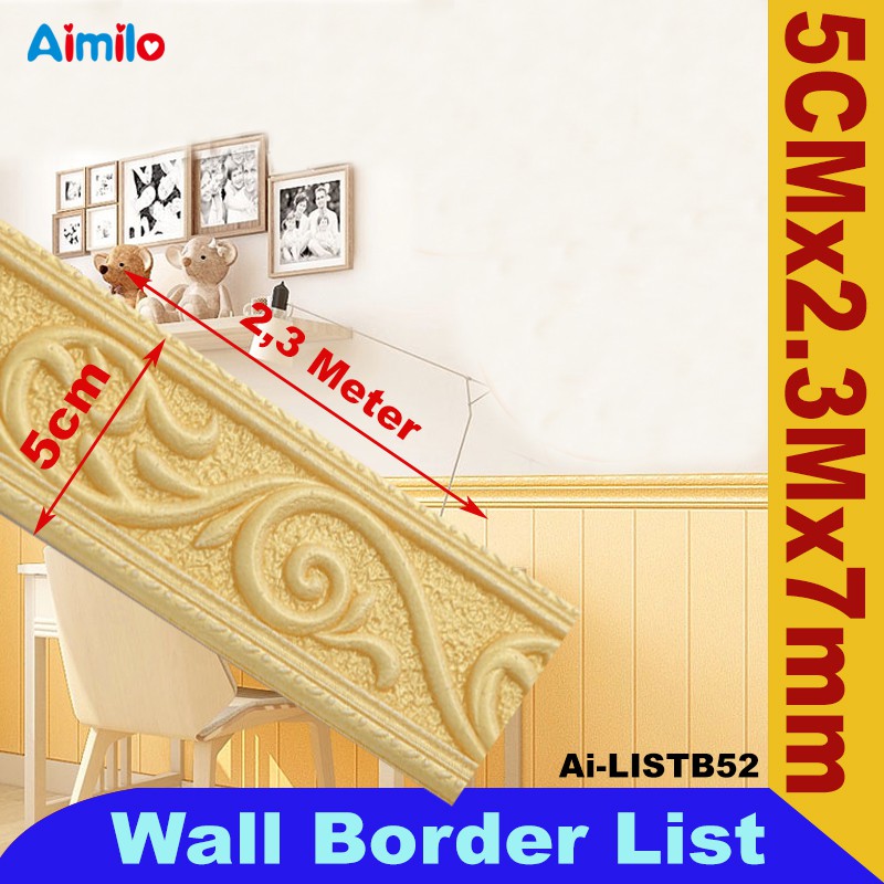 (Aimilo)  List Wallpaper Dinding 3D Wall Foam Border List Stiker 2.3 Meter-6