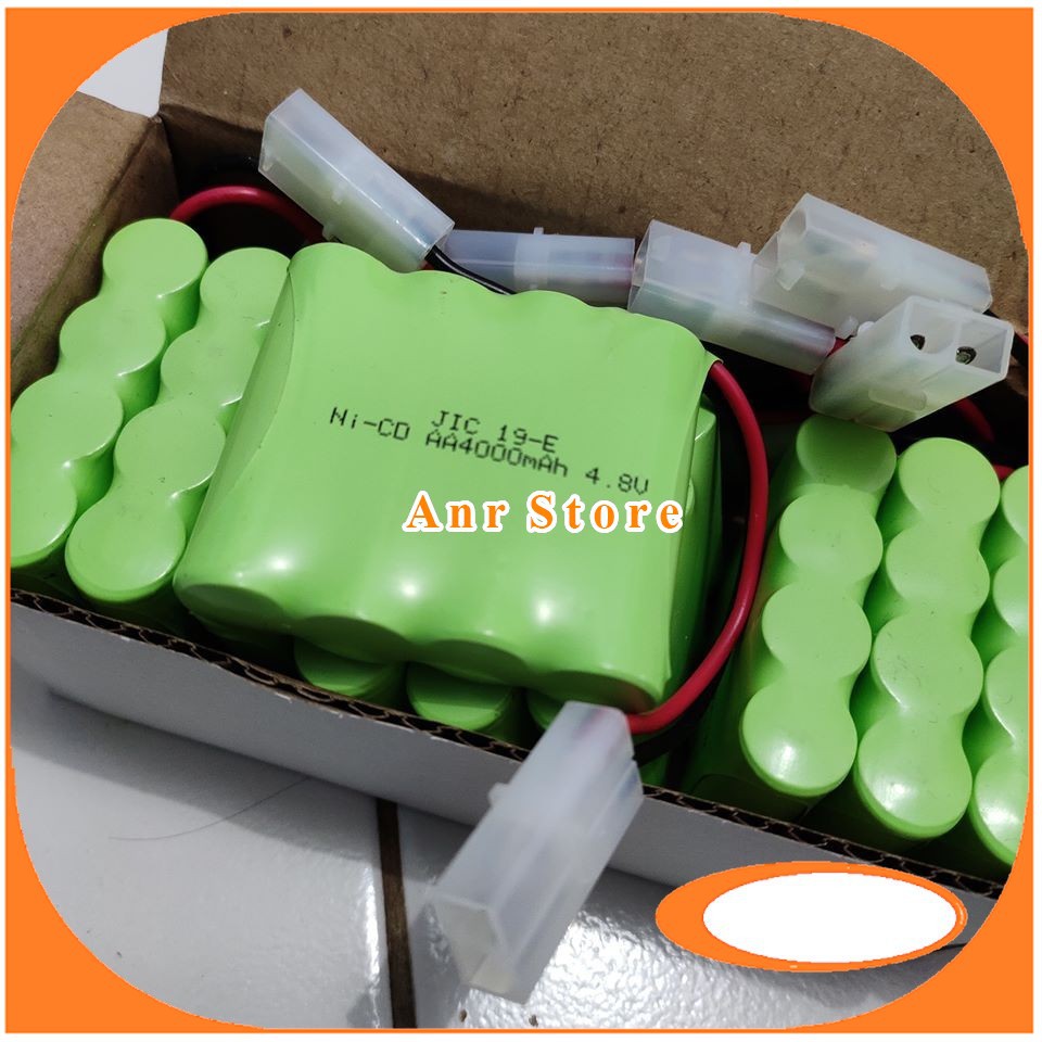 Baterai NiCd RC AA 4000mAh 4.8V Socket putih isi 4