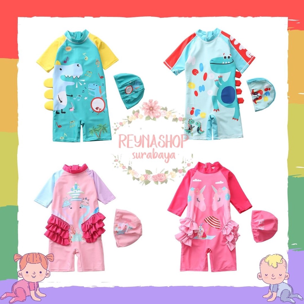 (WN-WP)  Baju Renang Anak Karakter Lucu 3D