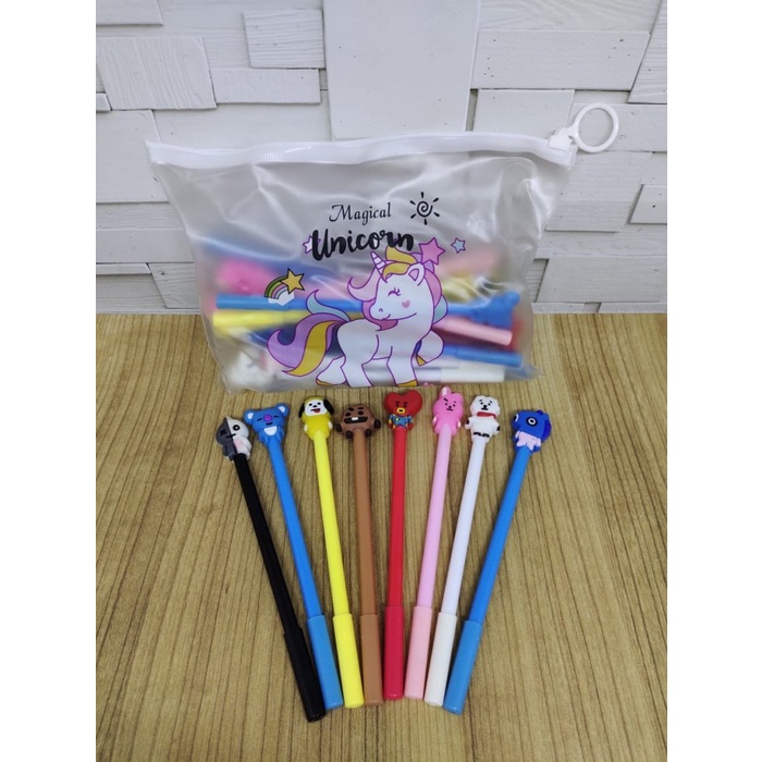 

Aman Pen Gel Kepala Karet Bts With Pouch Isi 20 Pc Hot Sale