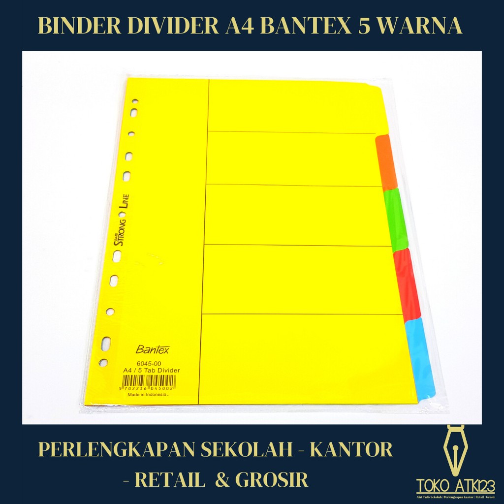 Binder Divider / Pembatas Binder Ukuran A4 Merk Bantex 5 Warna