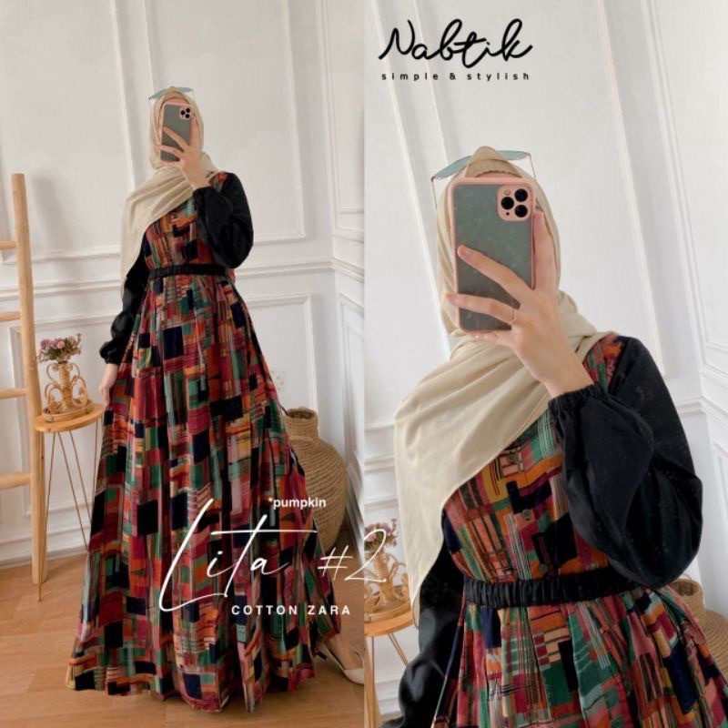 LITA Gamis Rayon Import Original NABTIK Ld 110 cm