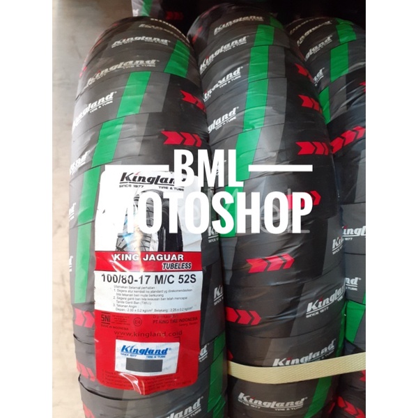 Ban Motor Kingland Tubeless 100/80-17 Jaguar Free Pentil Ban Luar Motor Ring 17 Tubeless