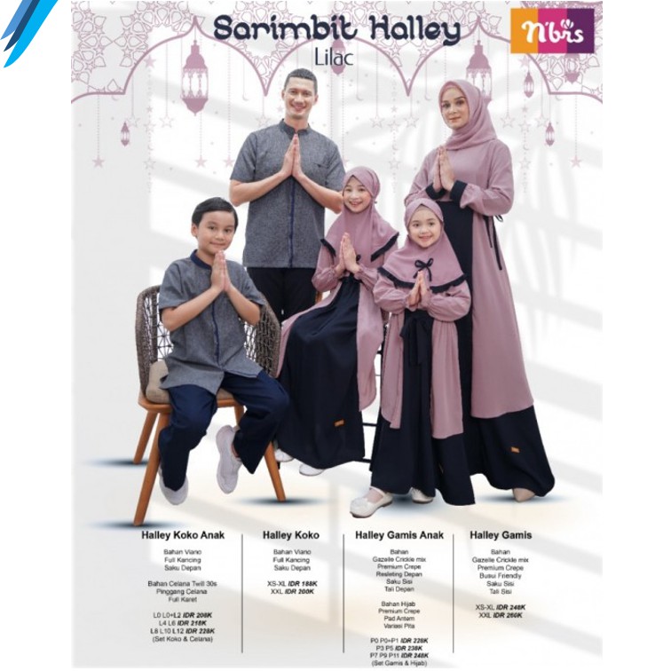 Sarimbit 2021 Nibras Halley Koko Navy Dan Gamis Lilac, Sarimbit Keluarga NIBRAS