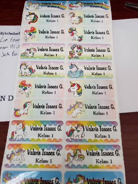 

Stiker label nama namelabel name sticker antiair waterproof kuda unicorn