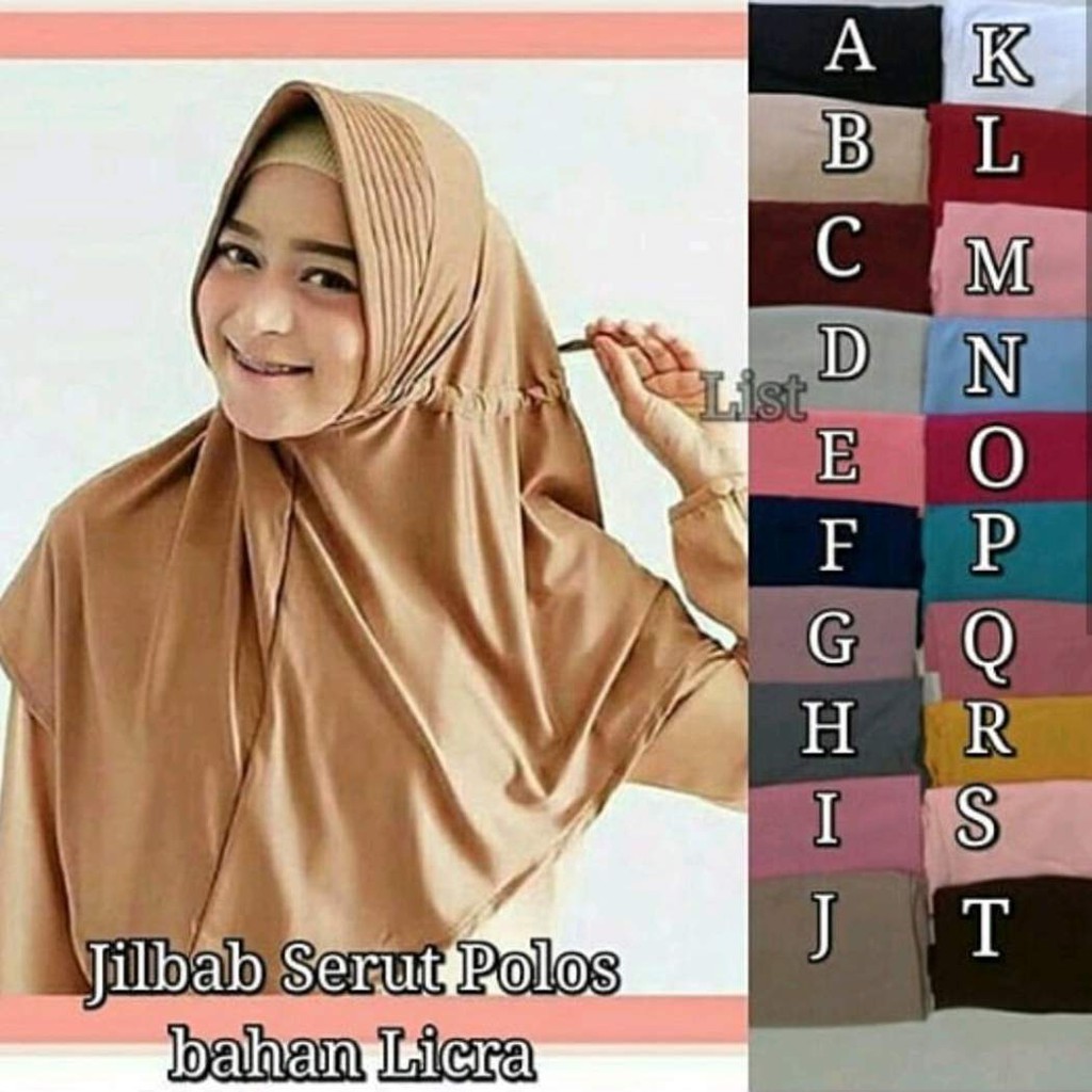 jilbab instan serut polos/ jilbab serut jokowi murah / JILBAB SERUT