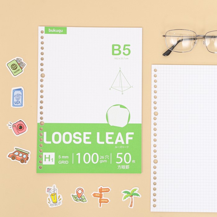 

kertas- hvs loose leaf b5 (grid) kertas binder/ isi notes - 50 lbr -kertas.