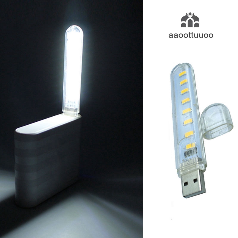 Lampu 8 Led Usb Mini Portable Bahan Abs Warna Putih Untuk Baca Bukumalam