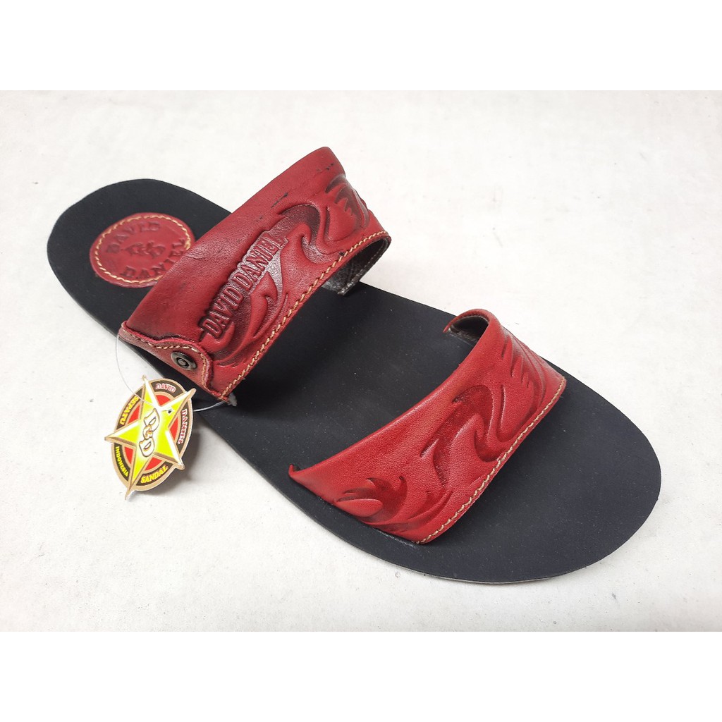 DAVID DANIEL Sandal Javarino Kulit - CRV 09 Maroon