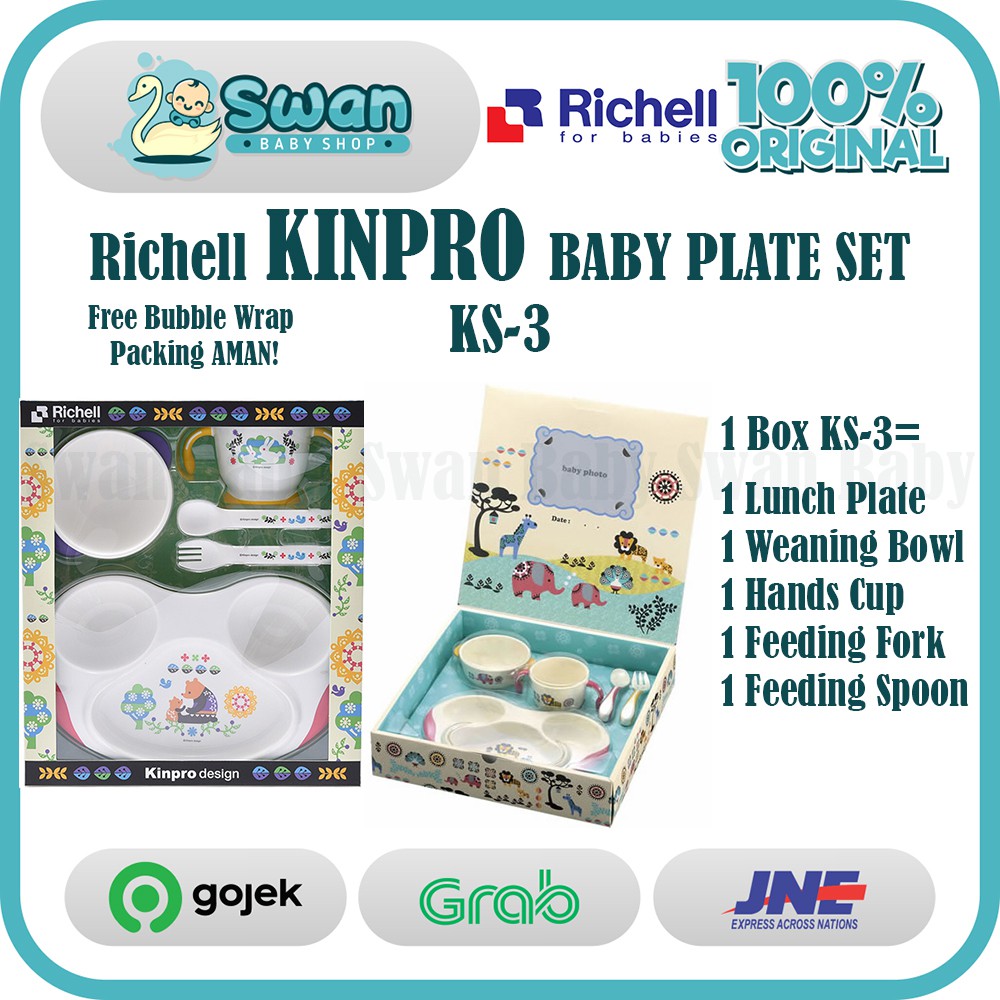 Richell Kinpro Plate and Cutlery Set KS-3 MR