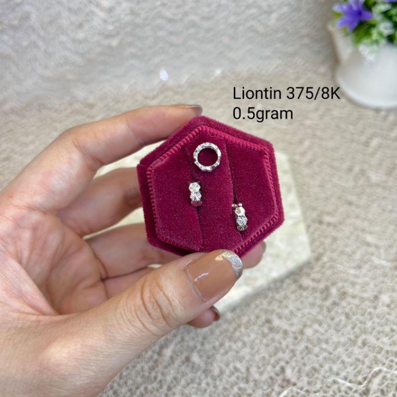 LIONTIN MINI RING EMAS PUTIH EMAS 375/8K KOREAN STYLE SIMPLE CANTIK MURAH